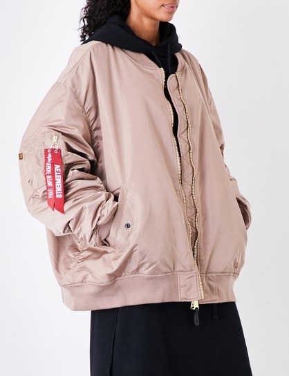 VETEMENTS Reversible oversized satin bomber jacket | slouchy pink jackets | winter coats - flipped