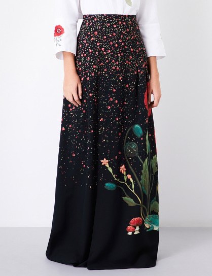 VILSHENKO Carmen floral-print silk maxi skirt / long occasion skirts - flipped