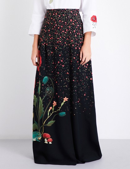 VILSHENKO Carmen floral-print silk maxi skirt / long occasion skirts
