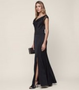 REISS VITTORIA LACE-BACK EVENING GOWN NIGHT NAVY ~ blue lace black gowns