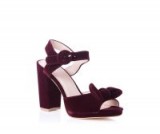 OASIS VIXEN VELVET BOW HEEL – dark red chunky sandals – burgundy shoes