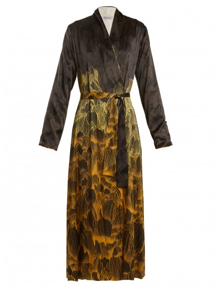 ADRIANA IGLESIAS Waldorf reversible floral-print stretch-silk robe ~ long luxe robes ~ chic evening jackets