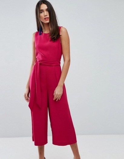 Warehouse Open Back Culotte Jumpsuit – pink cut out jumpsuits - flipped