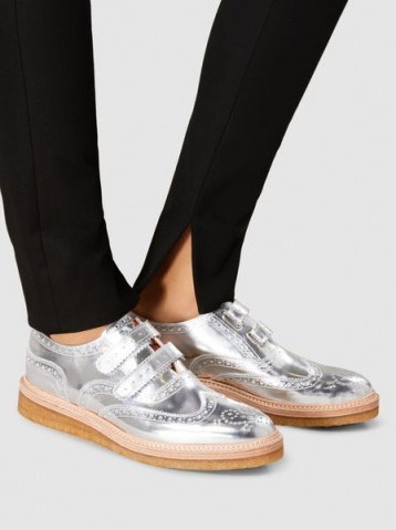 WEBER HODEL FEDER‎ Sacramento Metallic Leather Brogues | silver shoes - flipped