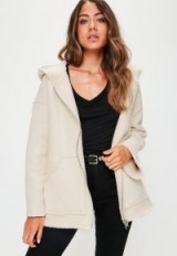 missguided white reverse faux shearling jacket