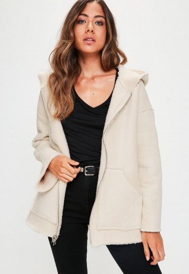 missguided white reverse faux shearling jacket - flipped