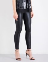 WOLFORD Lindsey leatherette and stretch-jersey leggings | skinny black pants