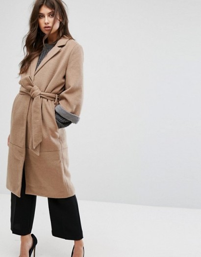 Y.A.S Belted 3/4 Sleeve Coat – beige wrap coats
