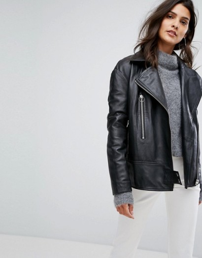 Y.A.S Oversized Leather Jacket – casual black jackets