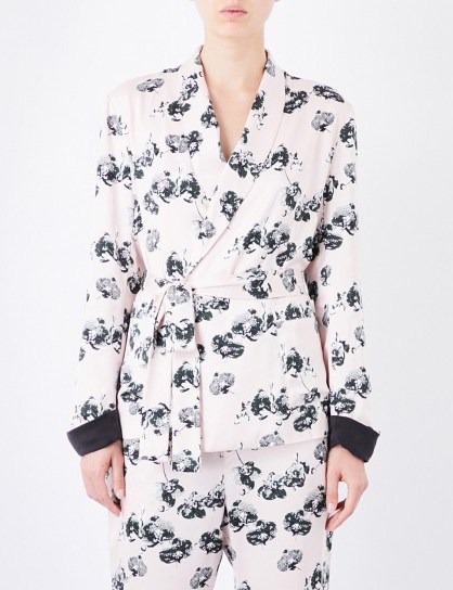 YOLKE Orchid-print silk jacket / floral dressing gown jackets / nightwear - flipped