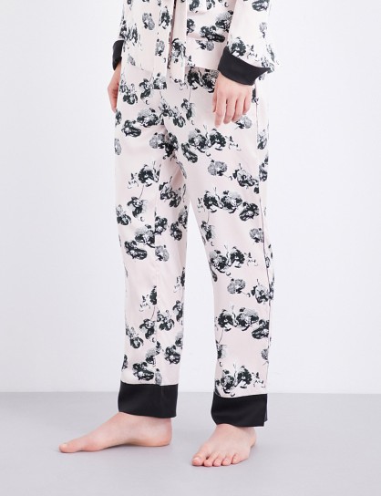 YOLKE Orchid-print silk-satin trousers / nightwear