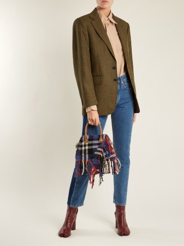 MAISON MARGIELA 5AC mini tweed cross-body bag ~ fringed tartan handbags