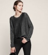 REISS ADA METALLIC SCOOP-NECK JUMPER BLACK / glamorous jumpers / evening fashion