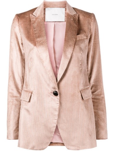 ADAM LIPPES boyfriend silk corduroy blazer – pink cord blazers – luxe jackets