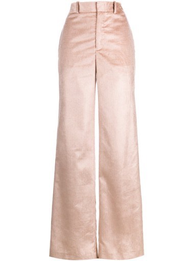 ADAM LIPPES wide leg corduroy silk trousers – pink cord pants - flipped