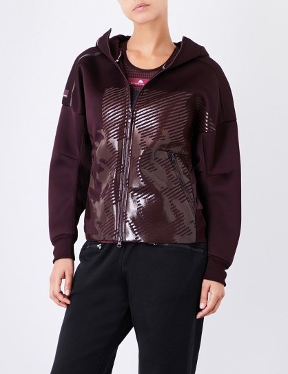 ADIDAS BY STELLA MCCARTNEY Z.N.E. knit-lined jersey hoody | dark burgundy zip up hoodies - flipped