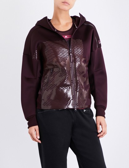 ADIDAS BY STELLA MCCARTNEY Z.N.E. knit-lined jersey hoody | dark burgundy zip up hoodies
