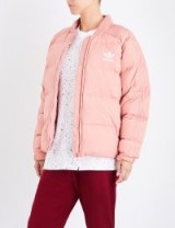 ADIDAS ORIGINALS Logo-embroidered shell-down puffer jacket ~ pink padded jackets