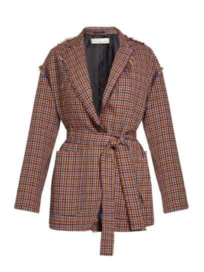 GOLDEN GOOSE DELUXE BRAND Agnese waist-tie checked jacket ~ frayed edge jackets