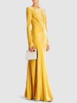 ALBERTA FERRETTI‎ Long Sleeved Yellow Velvet Gown