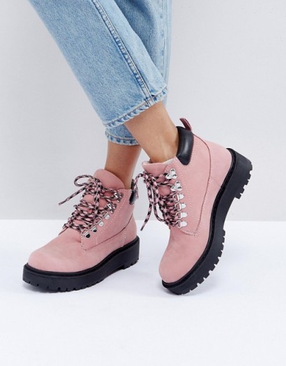 ALDO Pevio Blush Hiking Boots ~ chunky pink lace ups