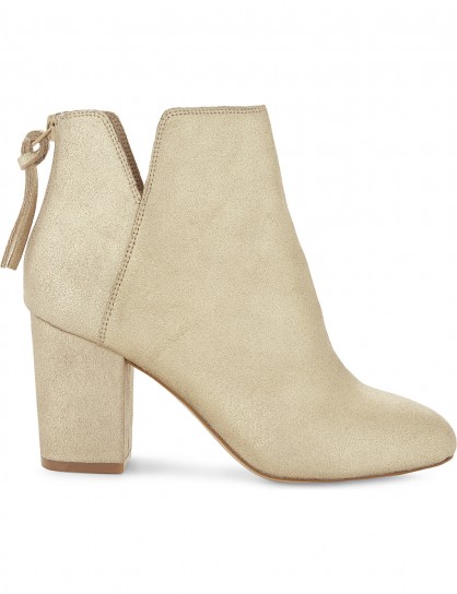 ALDO Dominicaa leather ankle boots – gold block heel cut away boot