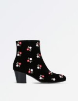 ALEXA CHUNG Beatnik embroidered velvet ankle boots ~ black floral booties