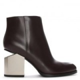 ALEXANDER WANG Gabi Burgundy Leather Ankle Boots / cut out chunky heeled boot