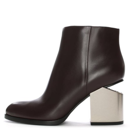 ALEXANDER WANG Gabi Burgundy Leather Ankle Boots / cut out chunky heeled boot - flipped