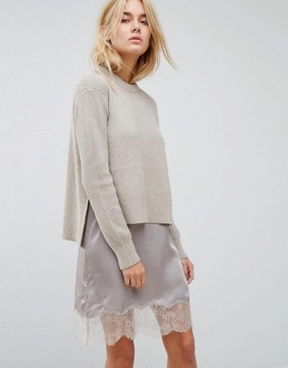 All Saints Eloise Jumper Dress with Lace Slip - flipped
