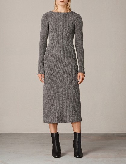ALLSAINTS Faria wool-blend dress | grey knitted dresses - flipped