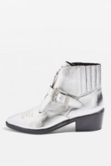 TOPSHOP AMAZING Silver Western Boot – metallic cowboy boots