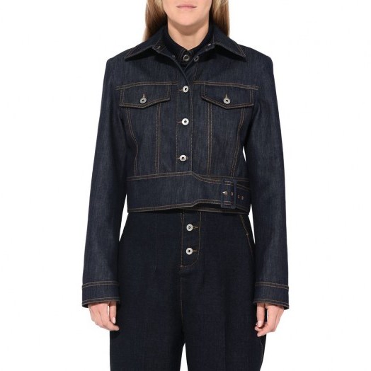 Stella McCartney Angelica Raw Denim Jacket | dark blue boxy utility style jackets - flipped