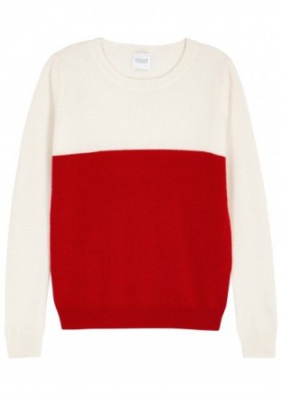 MADELEINE THOMPSON Annaise colour-block cashmere jumper ~ red and ivory jumpers