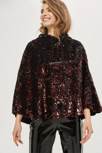 TOPSHOP Annie Poncho – bronze sequin ponchos – luxe looks - flipped