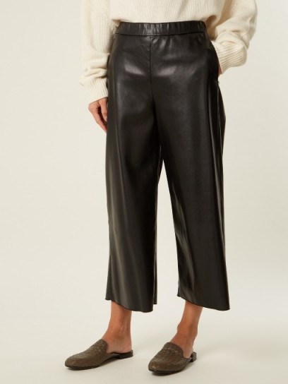S MAX MARA Aosta culottes | black faux leather cropped pants - flipped