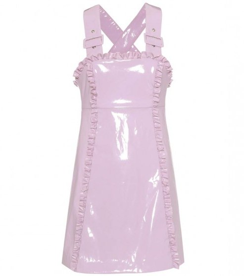ALEXACHUNG Apron sleeveless mini dress / lilac PVC pinafore dresses - flipped