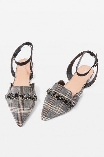 Topshop ARIANA Pointed Shoes / grey check print pointy flats - flipped