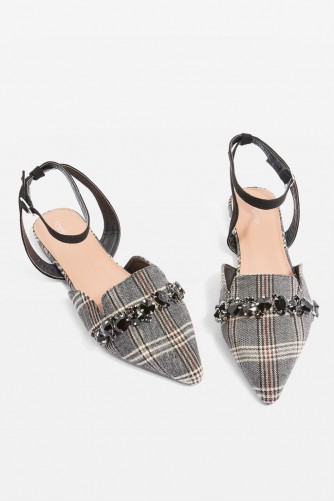 Topshop ARIANA Pointed Shoes / grey check print pointy flats