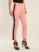 RACIL Sexy cut-out silk cropped top | pink side stripe pants