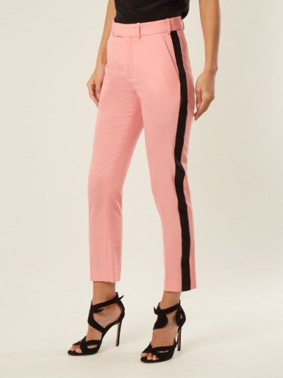 RACIL Sexy cut-out silk cropped top | pink side stripe pants - flipped