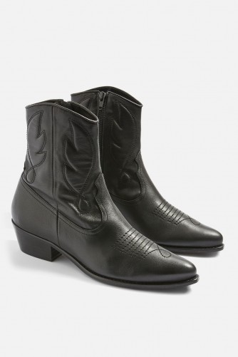 TOPSHOP Arizona Western Boots / black leather cowboy boots