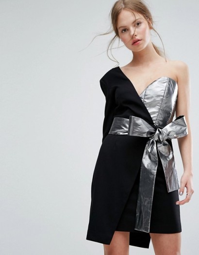 Asilio Can’t Leave Her Dress / black and metallic one shoulder dresses