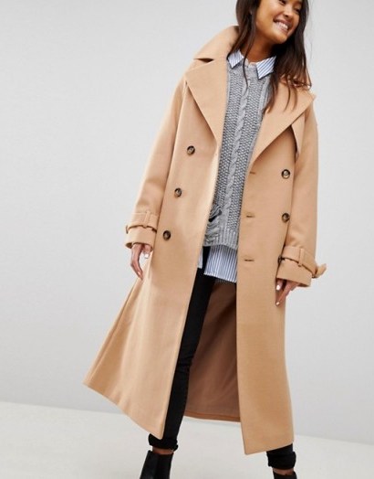 ASOS Wool Trench Coat / camel coats / neutral toned outerwear - flipped