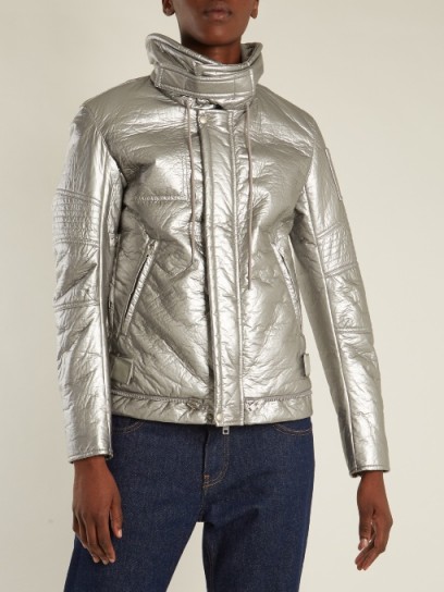 HELMUT LANG Astro Moto 1999 quilted jacket ~ metallic silver jackets