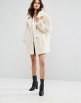 BA&SH Teddy Bear Faux Fur Coat | ecru winter coats | neutral outerwear