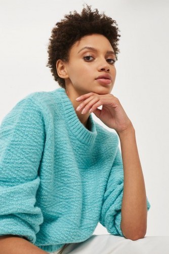 Topshop Balloon Sleeve Jumper | chunky turquoise jumpers - flipped