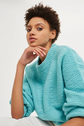 Topshop Balloon Sleeve Jumper | chunky turquoise jumpers