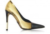 BALMAIN Agnes Gold Laminated Leather Pump – pointy pumps