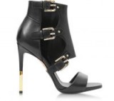 BALMAIN Alienor Black Leather Sandals – side buckle high heels – glamorous stiletto shoes